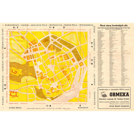 Orientační mapa středu města Brna z roku 1940